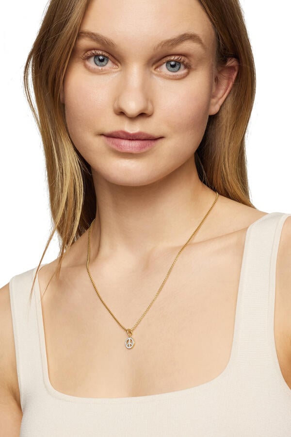 Peace Sign Amulet, 18k Yellow Gold & Diamond