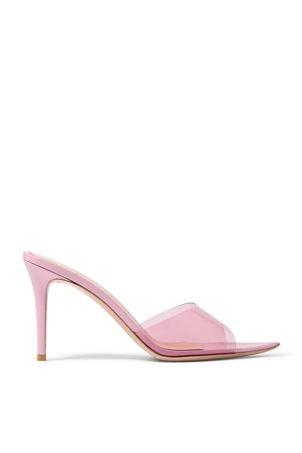 Elle 85 Mules in Plexi and Leather