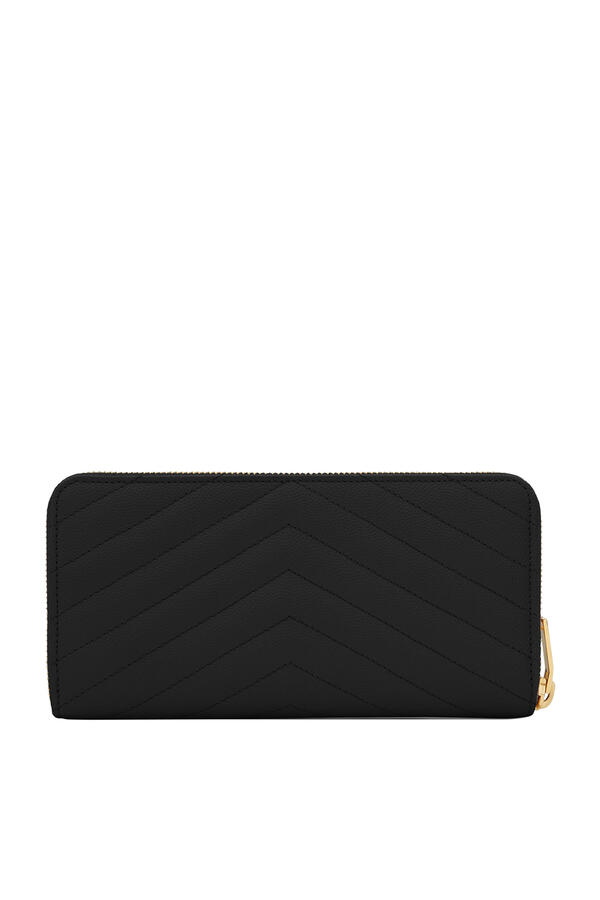 Cassandre Matelassé Zip Around Wallet in Grain De Poudre Leather