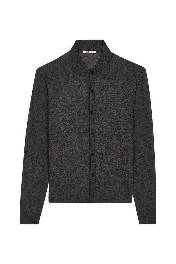 High-Gauge Soft Cashmere Knit Shirt Cardigan
