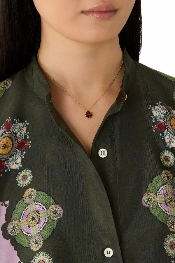 Spade Flower Mini Pendant, Plated Metal & Acetate