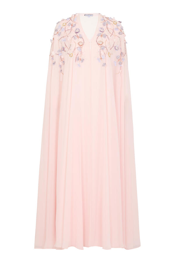 Petal Appliqué V-neck Maxi Dress