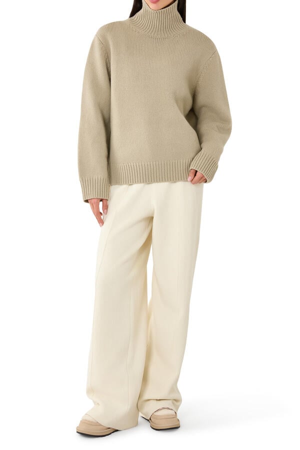 بنطال منسوج من مزيج صوف وكشمير مزدوج 