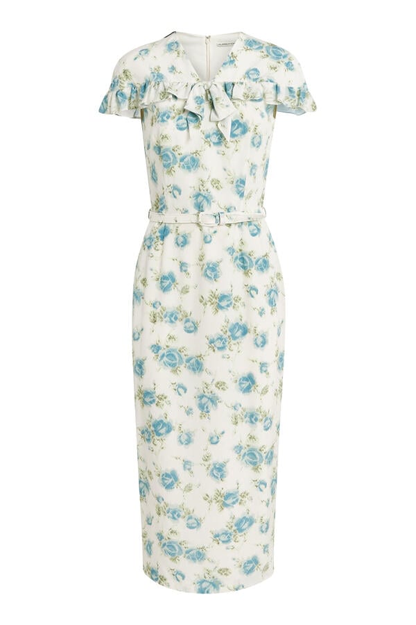 Floral-Print Silk Midi Dress 