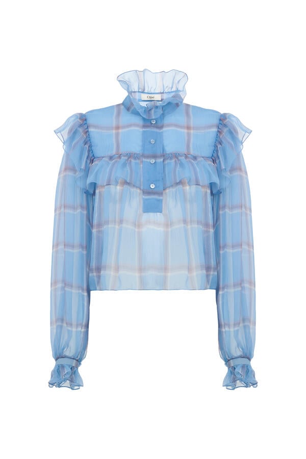 Check Ruffled Top