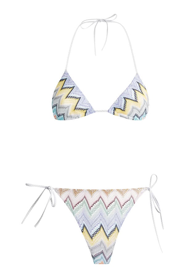 Mare Lace Raschel Zig Zag Triangle Bikini Set