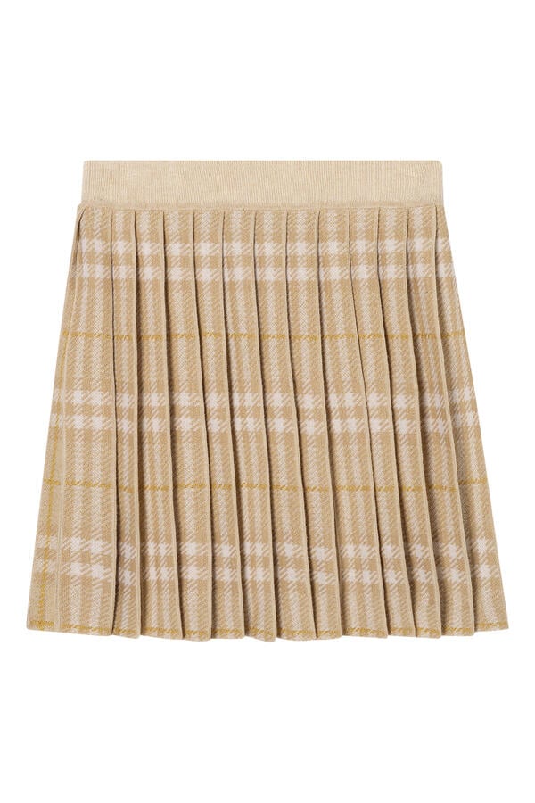 Kids Pleated Check Wool Blend Skirt