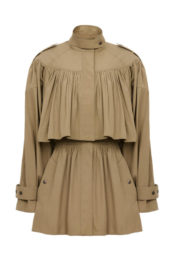 High-Neck Short Trench Coat