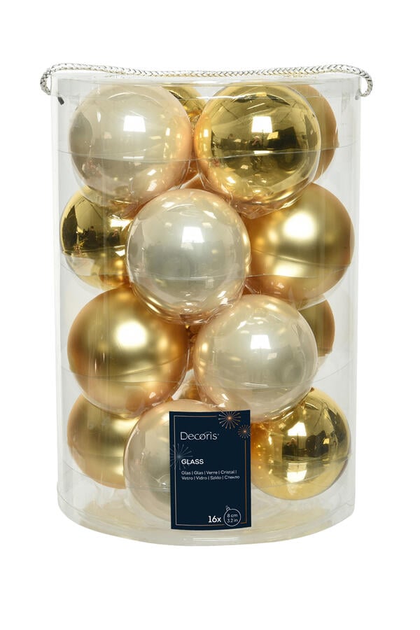  Baubles Glass Shiny-Enamel-Matt Mix, Set of 16
