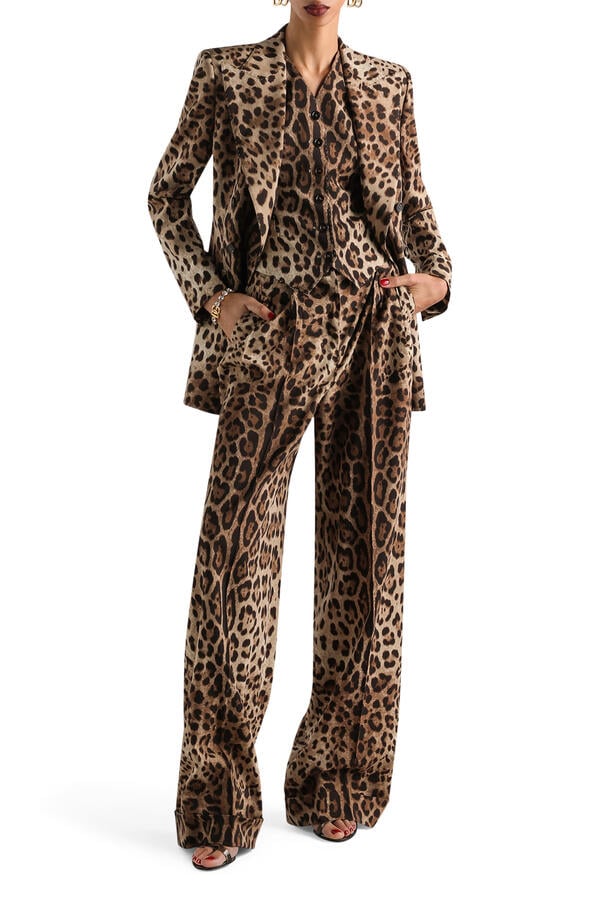 Turlington Leo-Print Wool Double-Breasted Jacket