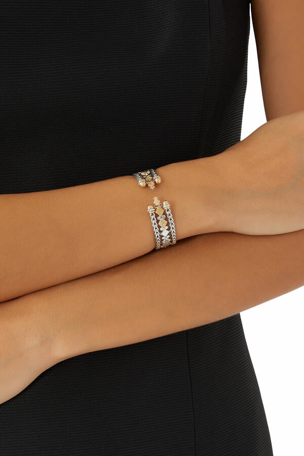 	18K YG & SS Turath Brown Zircon Roman Chain Bangle