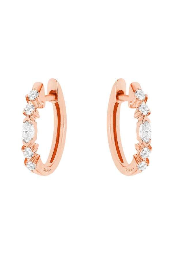 Fairytale Hoop Earrings, 18K Rose Gold & Diamonds