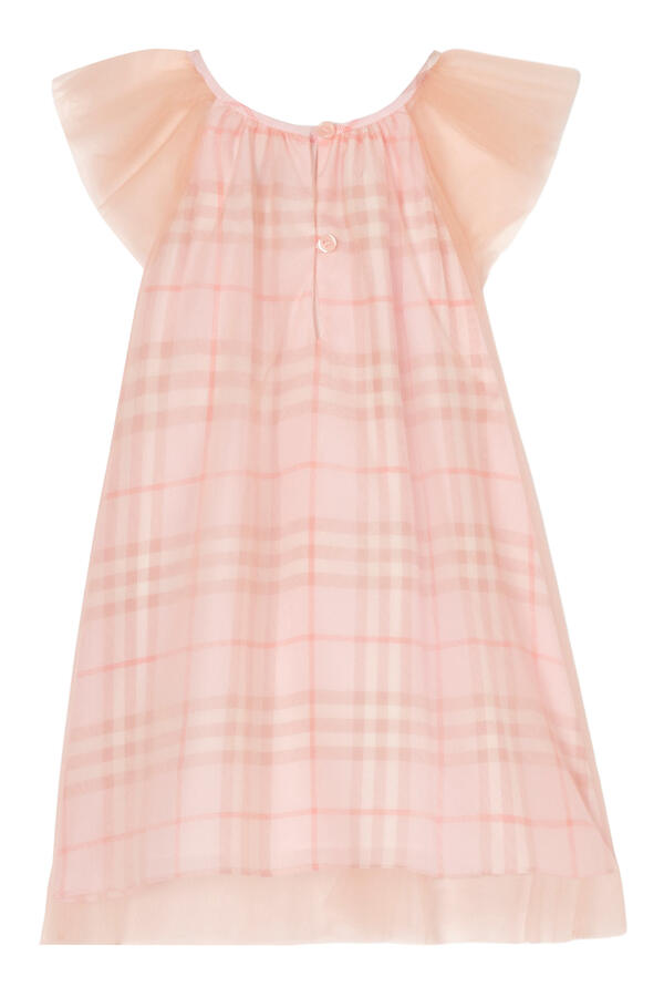 Kids Appliquéd Lettering Check Dress