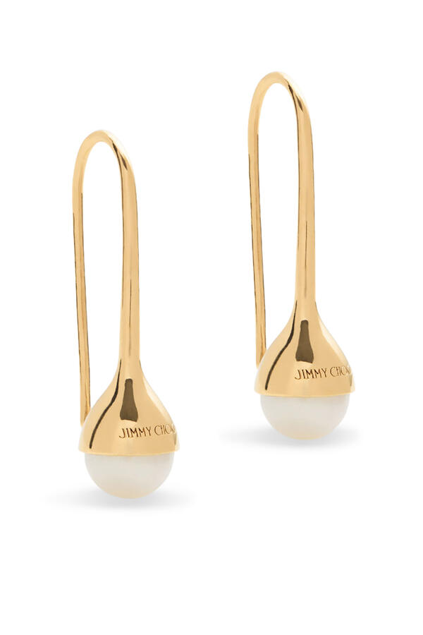 Drop Earrings, Metal & Pearl