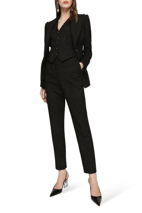 High-Waisted Ornamental Jacquard Pants