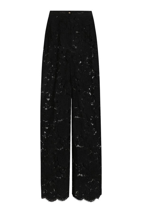 Cordonetto Lace Trousers with Flower Motif 