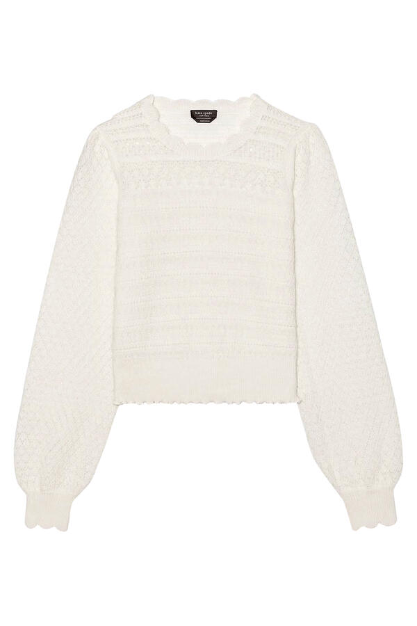 Scallop-Detail Pointelle Sweater