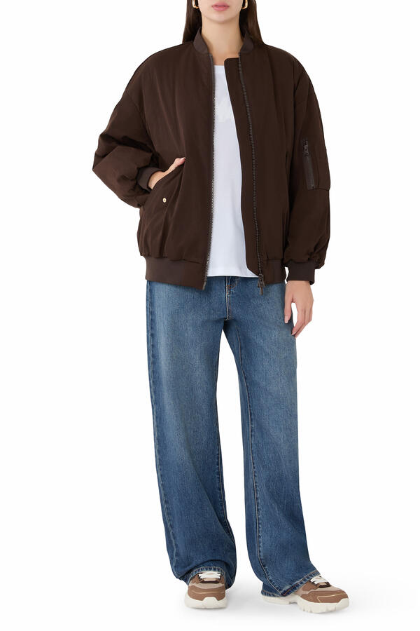 Ribbed Trim Blouson Jacket