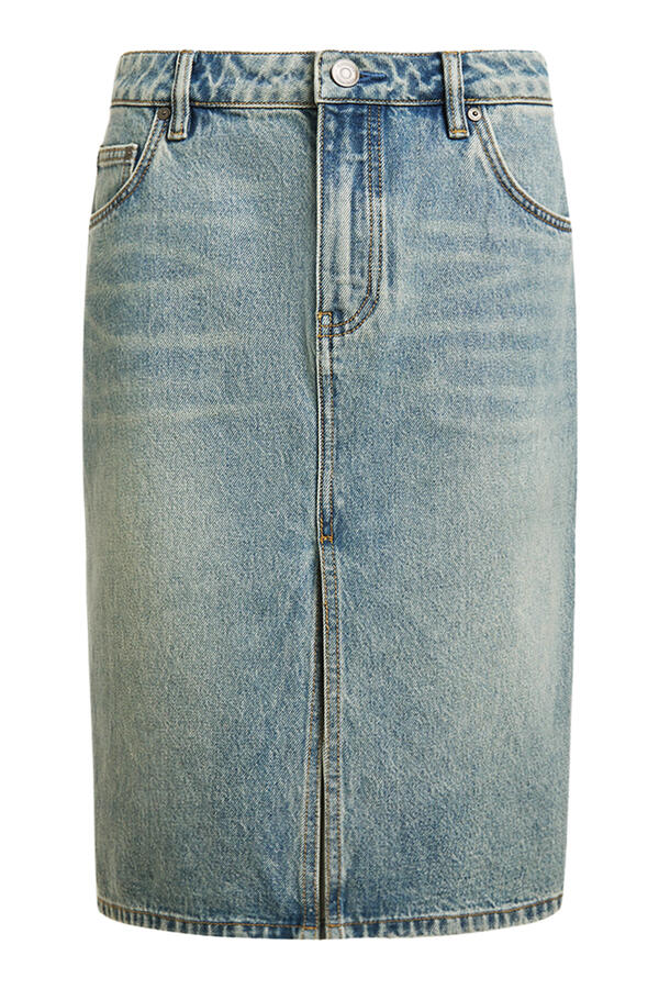 Front Slit Denim Skirt