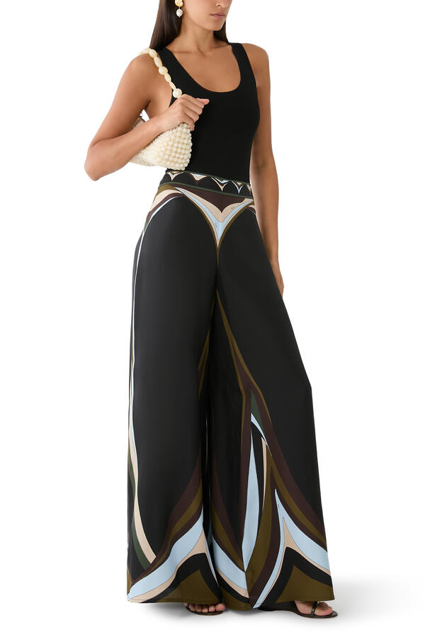 Fari Print Silk Palazzo Pants