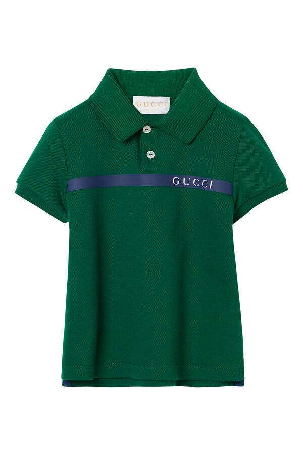 Kids Striped Heat-Taped Detail Polo Shirt