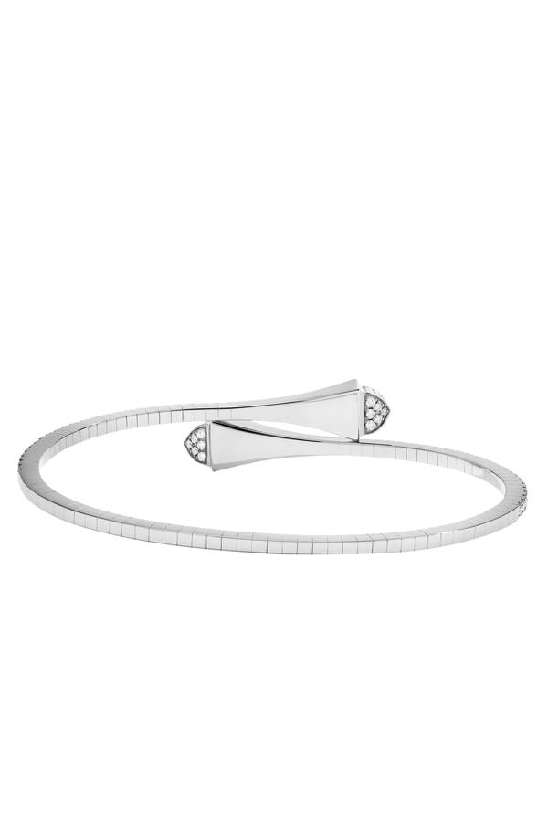 Cleo Midi Bangle, 18k White Gold with Full Diamonds