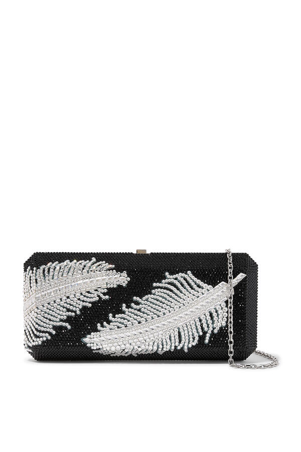 Slim Rectangle Jeweled Plume Bag