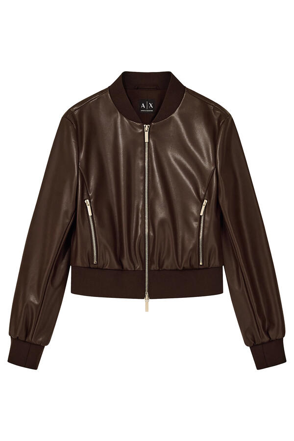 Zip-Up Ribbed Trim Blouson Jacket