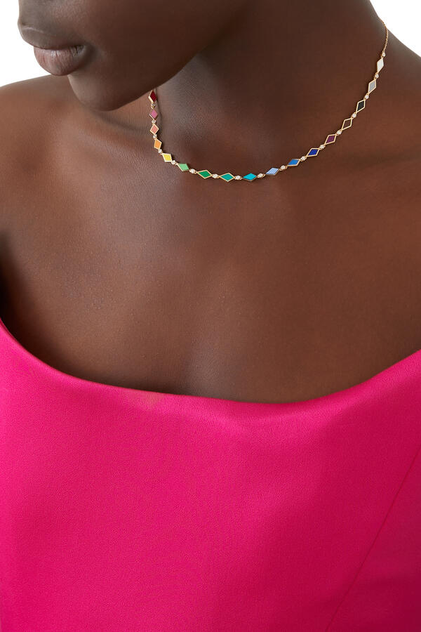Mosaic Necklace, 18k Yellow Gold & Diamonds