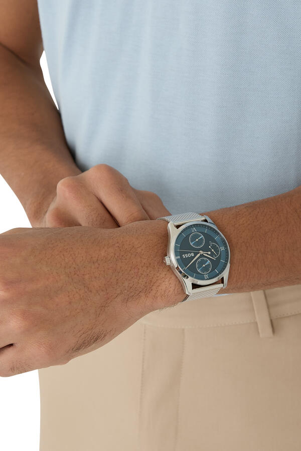 Principle Blue-Dial Watch with Mesh Bracelet
