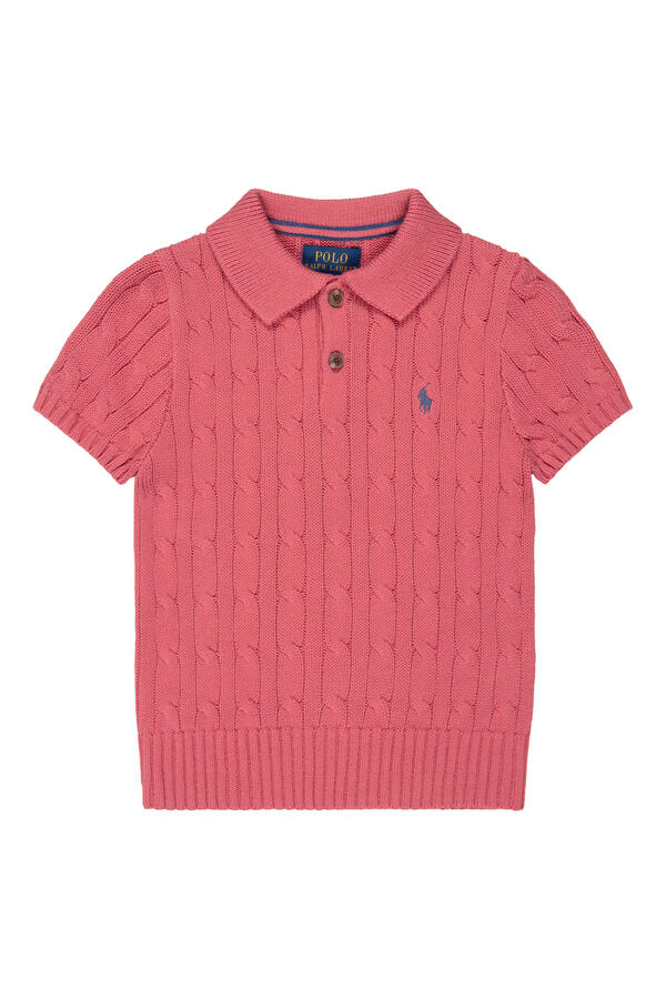 Kids Cable-Knit Cotton Polo Jumper