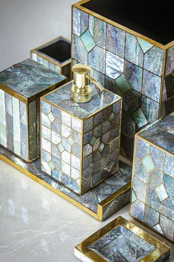 Crackled Abalone Shell Waste Bin