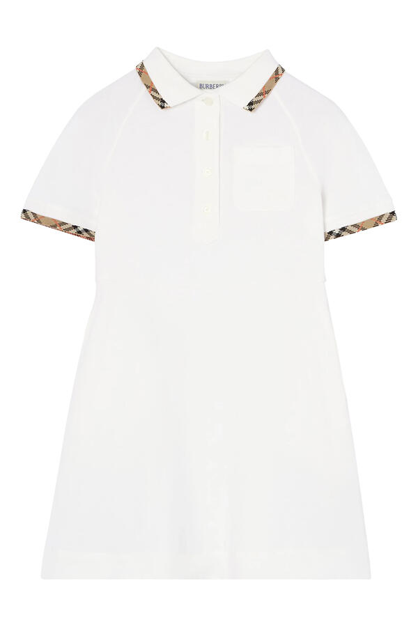 Kids Check Trim Cotton Polo Shirt Dress