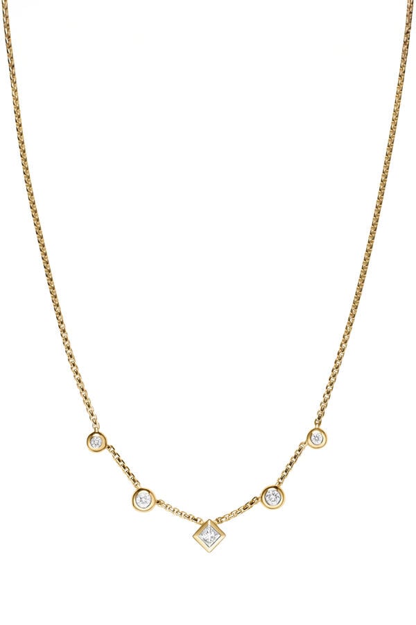 Petite Modern Renaissance® Station Chain Necklace, 18k Yellow Gold & Diamonds