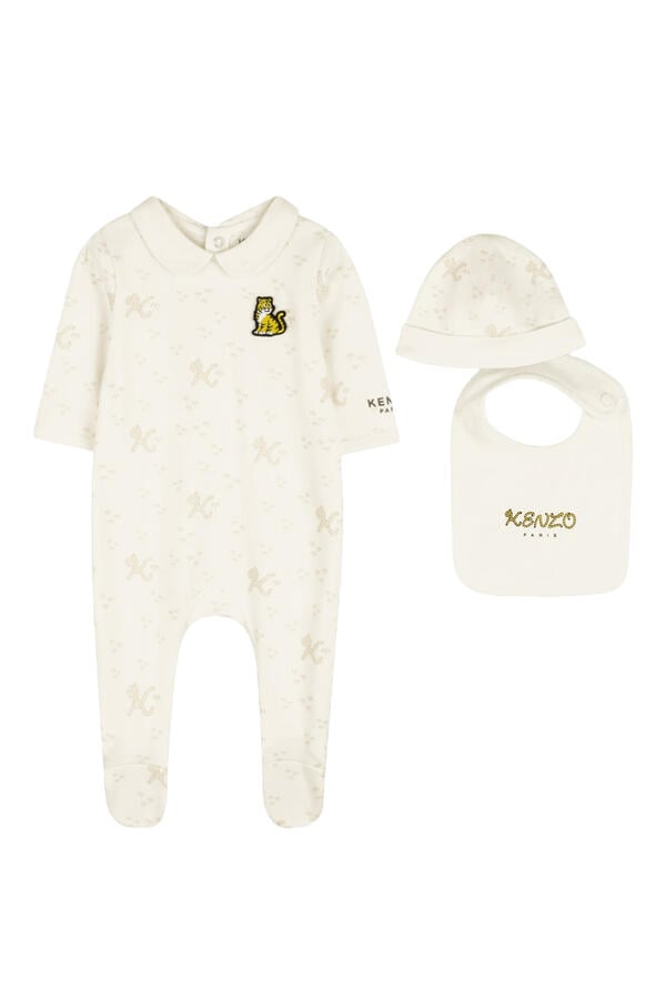 Kids  Cotton Pajama, Beanie and Bib Set 