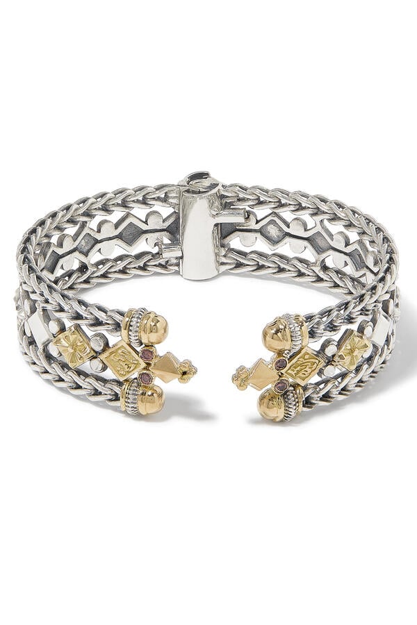 	18K YG & SS Turath Brown Zircon Roman Chain Bangle