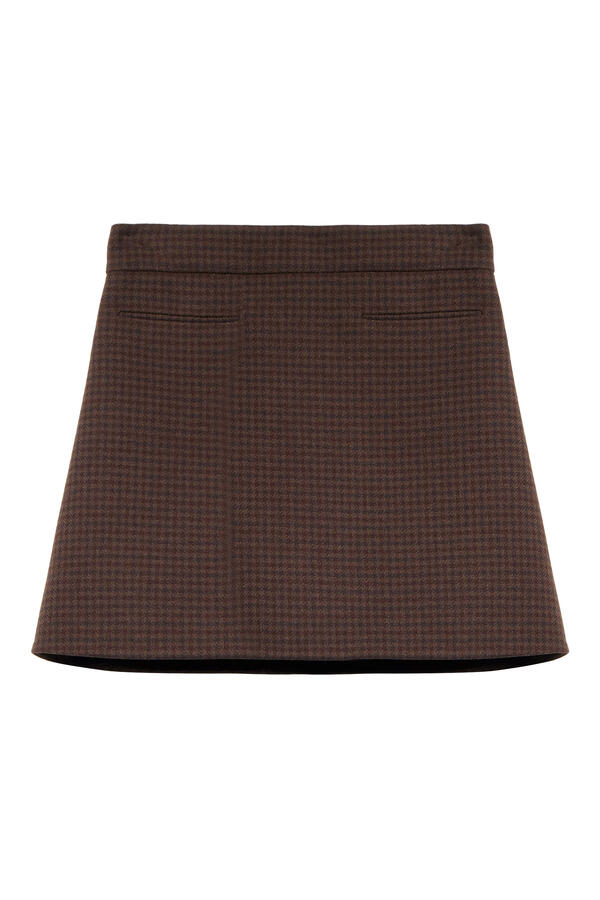  Gingham Wool Mini Skirt