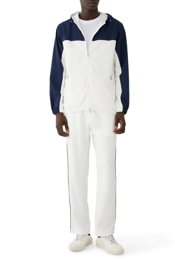 Bimaterial Giza Cotton & Nylon Full-Zip Sweatshirt