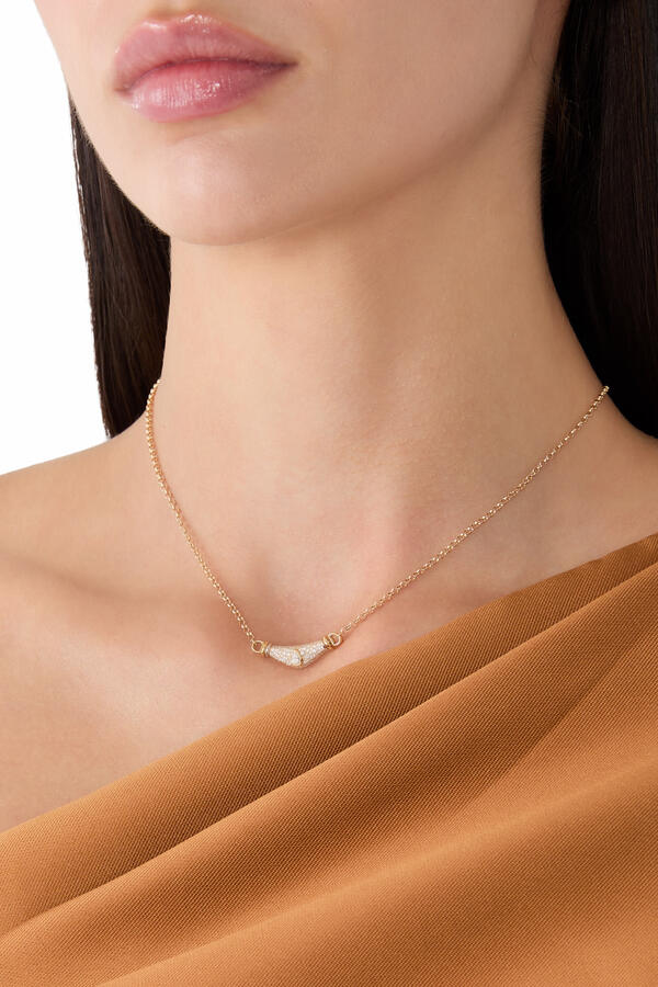 Full Diamond Pear Karma Necklace, 18K Yellow Gold