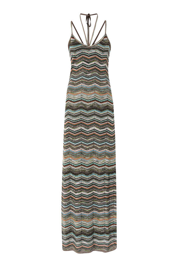 Chevron Sequinned Maxi Dress