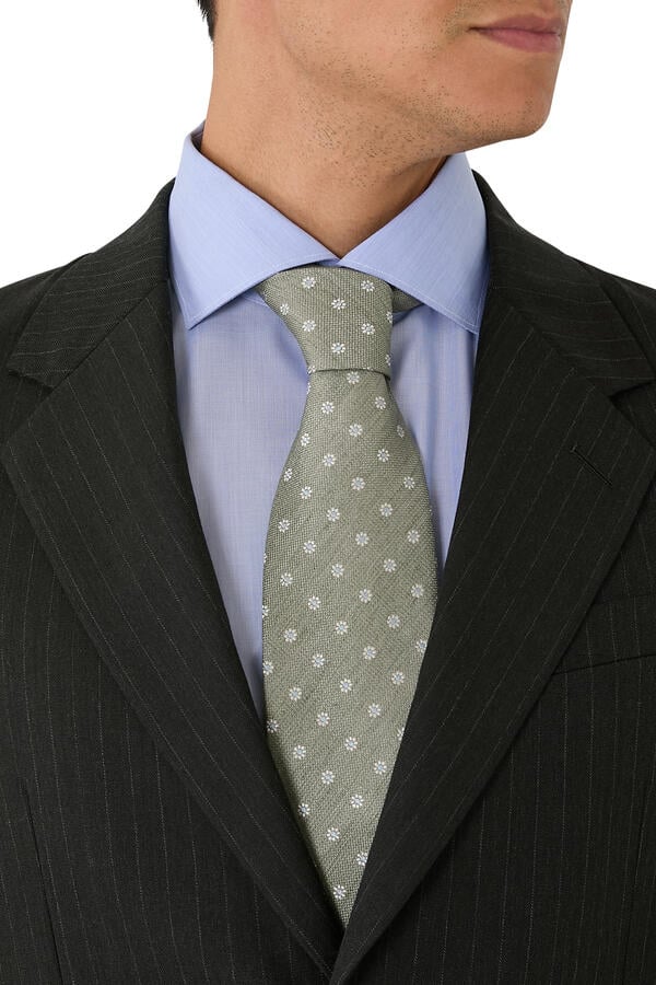 Floral Woven Linen Silk Tie