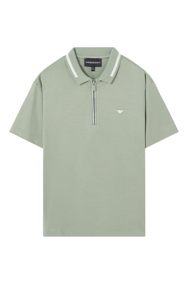 Kids Zip Closure and Striped Collar Polo Shirt