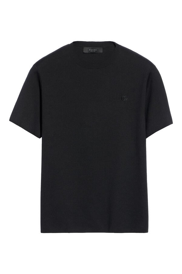 Knit Silk Cotton T-Shirt with Embroidery