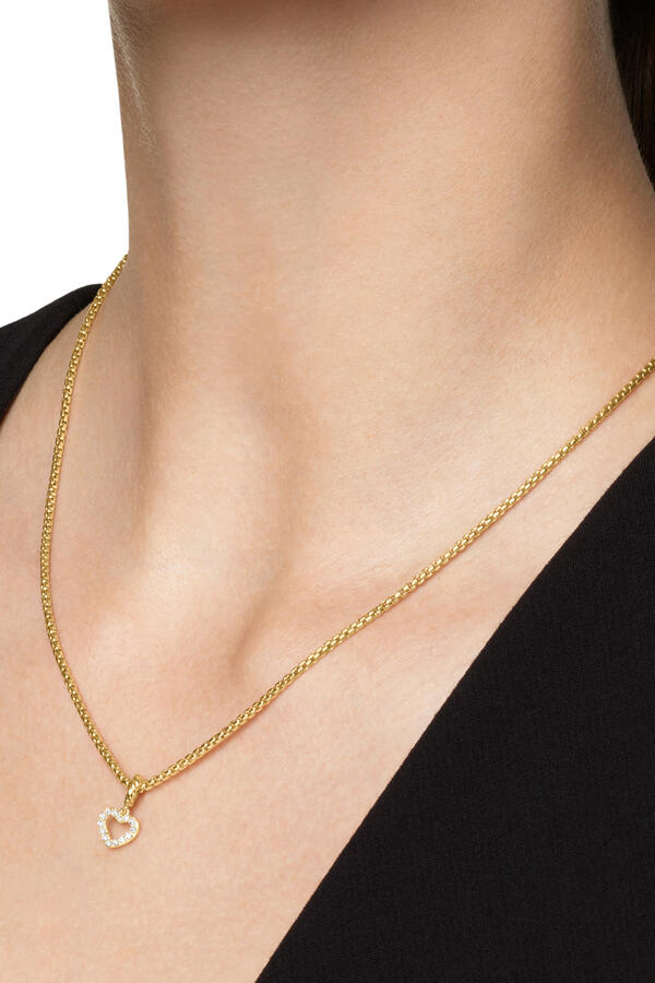 Micro Pavé Open Heart Amulet, 18K Yellow Gold & Diamonds