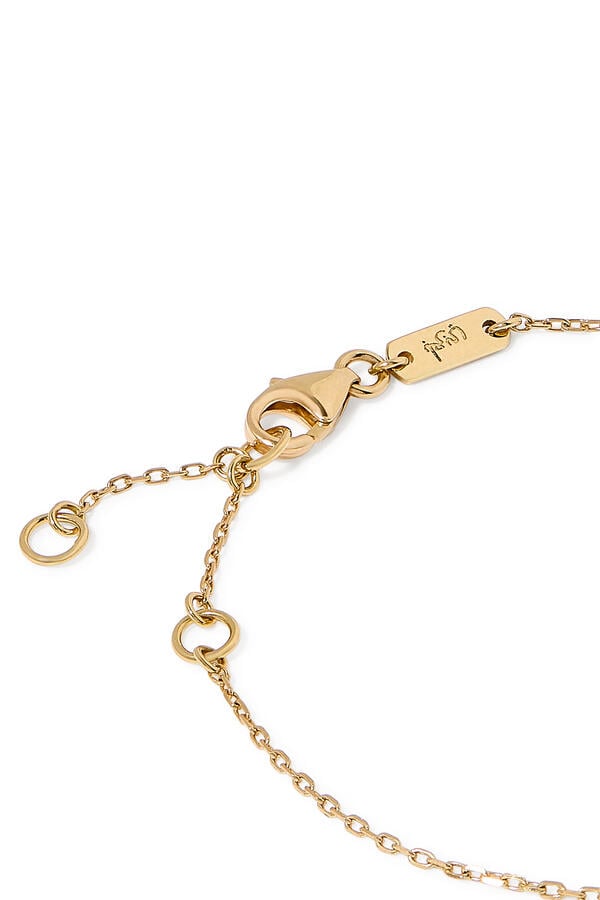 Kids Tiny Bling Pastel Heart Charm Letter 'Lam' Bracelet, 18K Yellow Gold & Enamel 