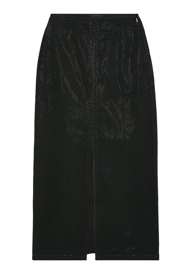 Long Drill Skirt with All-Over Micro Studs 