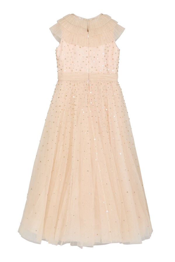 Kids Sequins Embellished Tulle Dress
