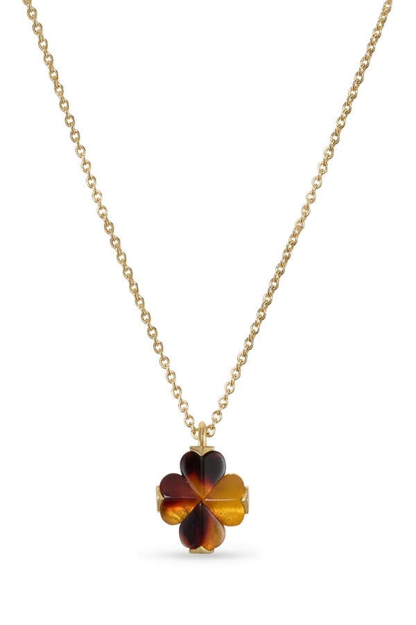 Spade Flower Mini Pendant, Plated Metal & Acetate