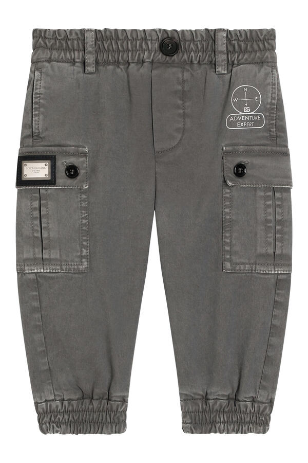 Logo Metal Tag Gabardine Cargo Pants