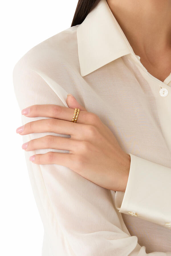 Molten Olive Stacked Ring, 18k Recycled Gold Plating on Brass